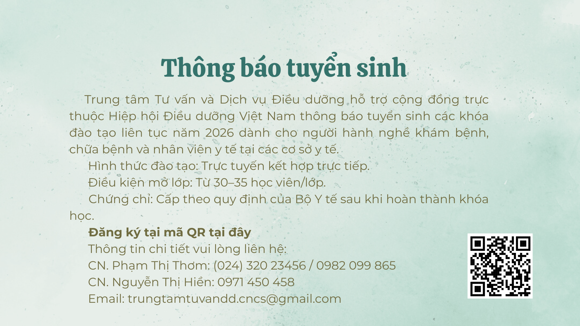 Tuyển sinh các khóa đào tạo liên tục năm 2026